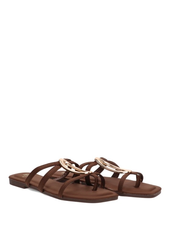 Sandalia plana café de mujer Luna Collection NHG-5688