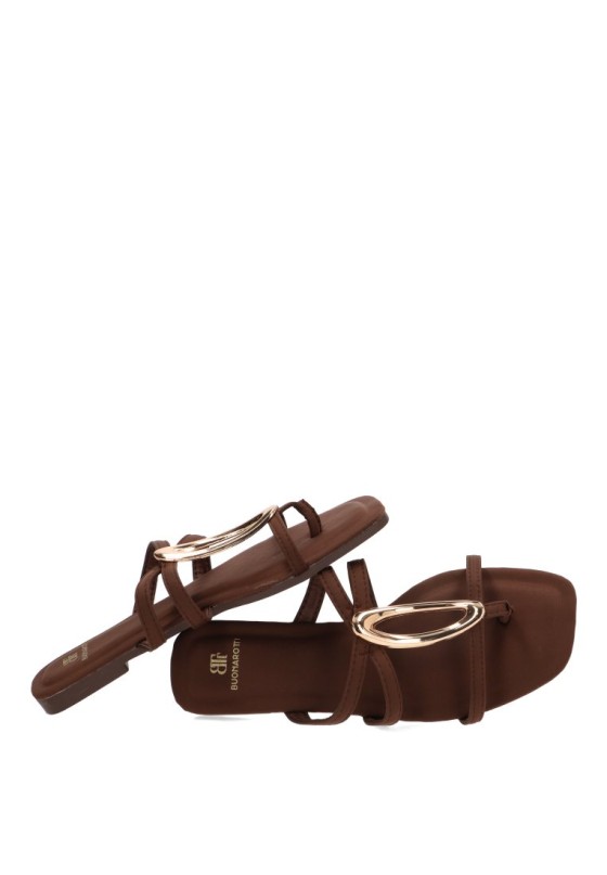 Sandalia plana café de mujer Luna Collection NHG-5688