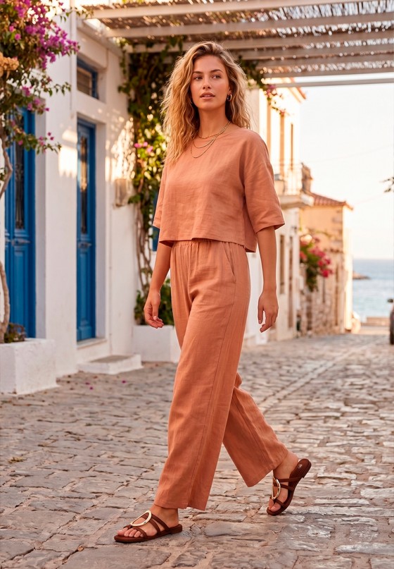 Sandalia plana café de mujer Luna Collection NHG-5688