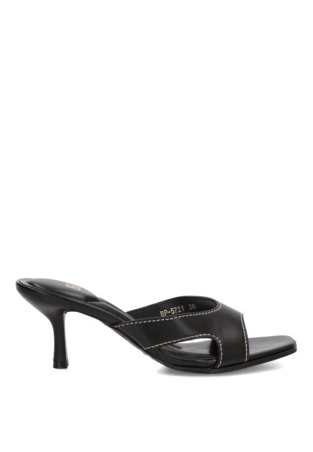 Sandalia pala negra de tacón alto para mujer BP-5721