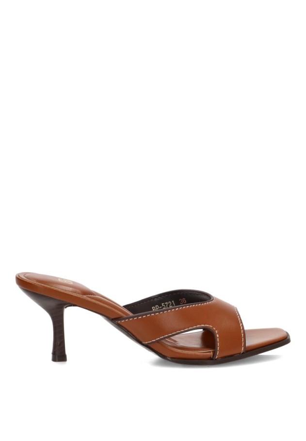 Sandalia pala camel de tacón alto para mujer Luna Collection BP-5721