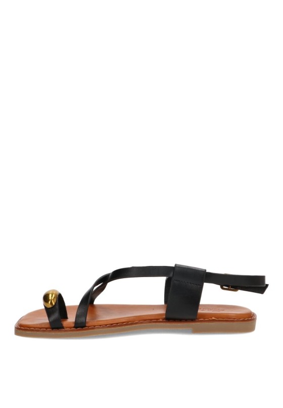 Sandalia negra SORAIA GZ-1U42 para mujer con suela plana