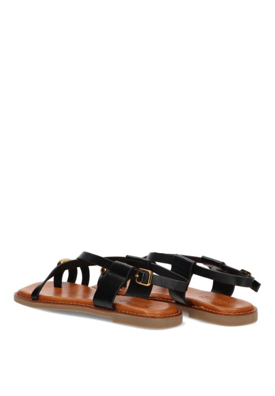 Sandalia negra SORAIA GZ-1U42 para mujer con suela plana