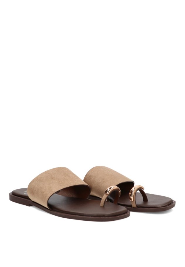 Sandalia kaki con suela plana de mujer Luna Collection HG-5685