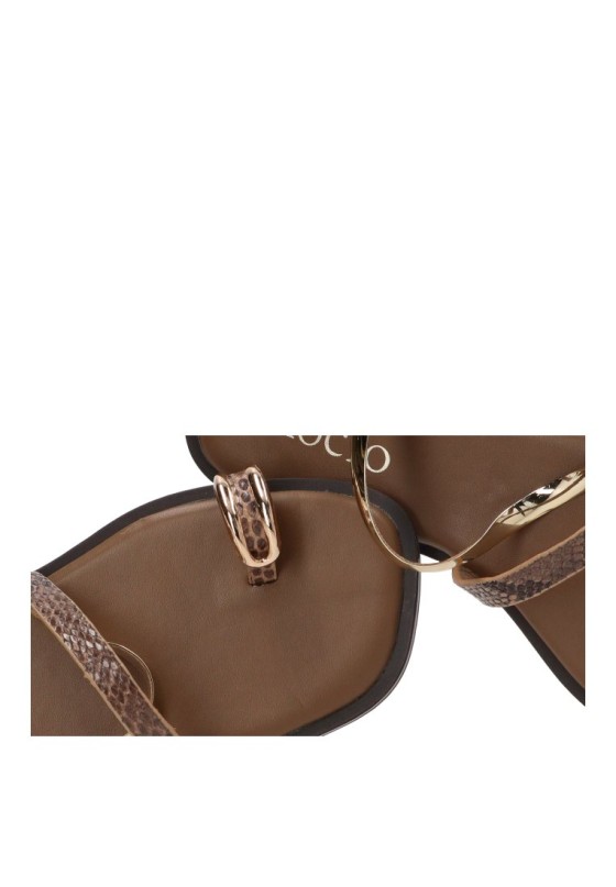 Sandalia con anilla TINAS 6389 de mujer en kaki, suela plana