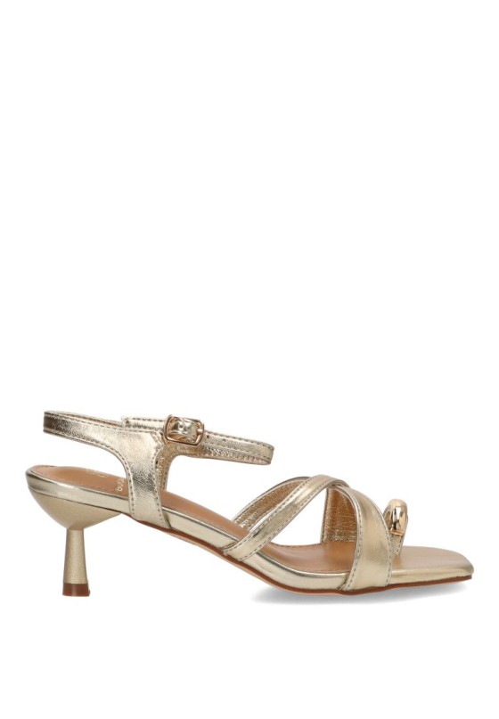 Sandalia oro con tacón medio para mujer BUONAROTTI A-5742