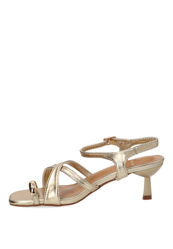 Sandalia oro con tacón medio para mujer BUONAROTTI A-5742