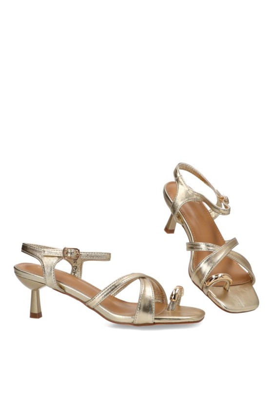 Sandalia oro con tacón medio para mujer BUONAROTTI A-5742