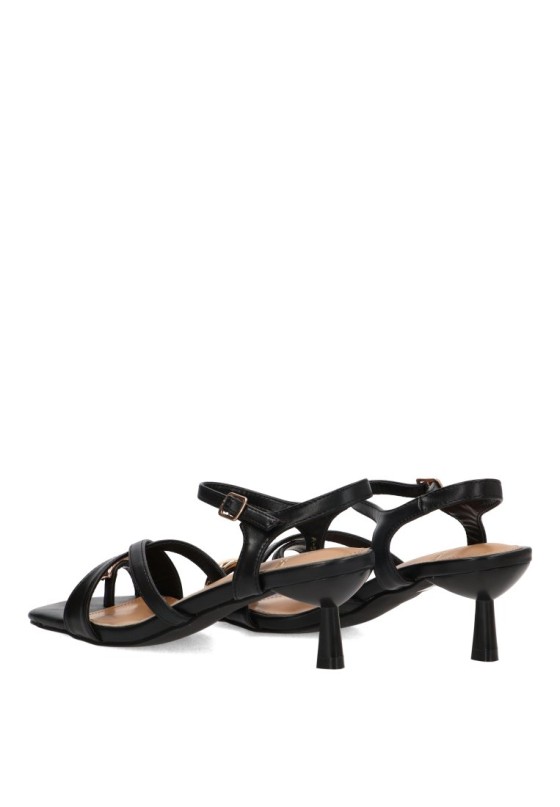 Sandalia con tacón medio y cierre de hebilla para mujer BUONAROTTI A-5742 en negro