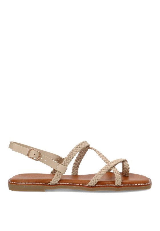 Sandalia Soraia con trenzado cruzado beige GZ1U4