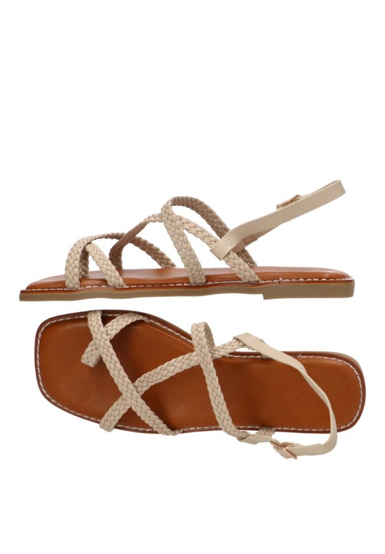 Sandalia Soraia con trenzado cruzado beige GZ1U4