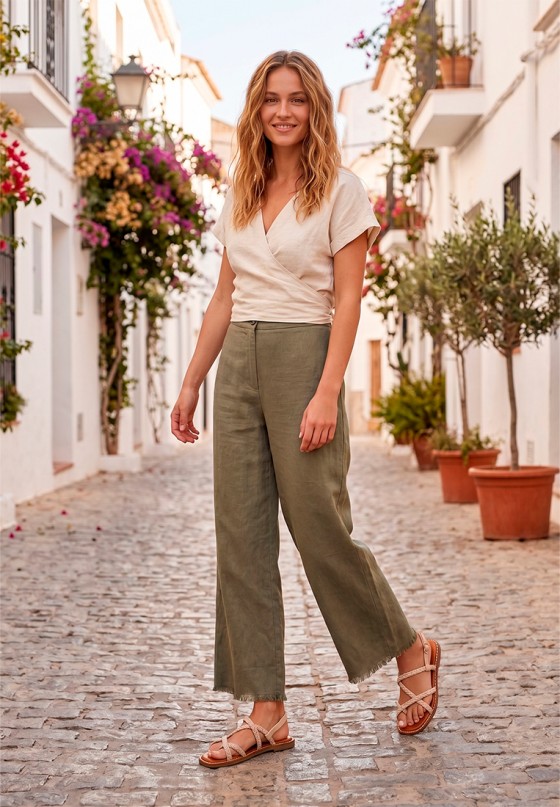 Sandalia Soraia con trenzado cruzado beige GZ1U4