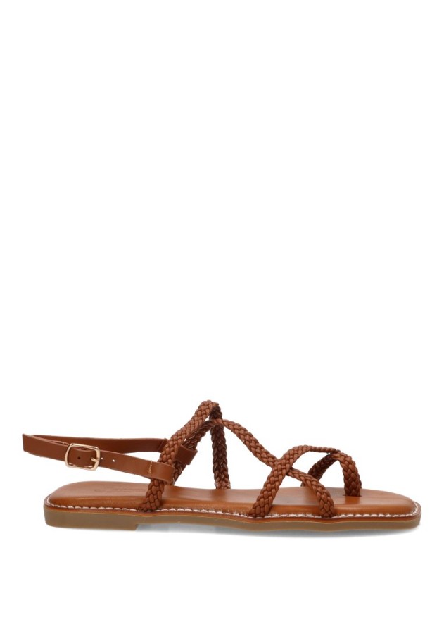 Sandalia SORAIA GZ1U4 cruzada trenzada camel para mujer