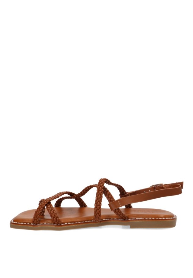 Sandalia SORAIA GZ1U4 cruzada trenzada camel para mujer