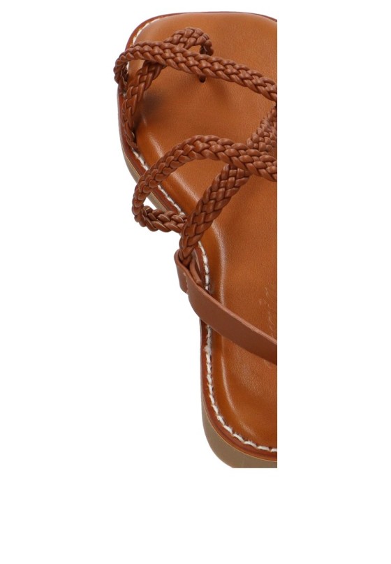 Sandalia SORAIA GZ1U4 cruzada trenzada camel para mujer