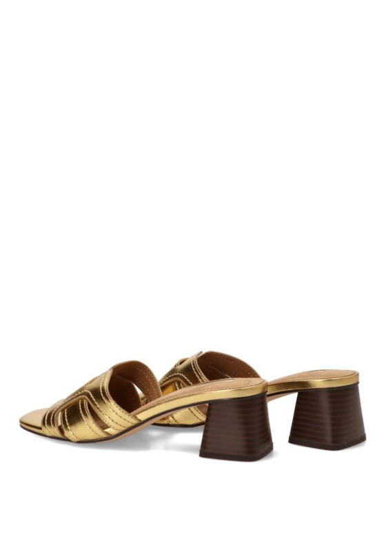 Sandalia de mujer LUNA TREND M6307 en oro con tacón medio