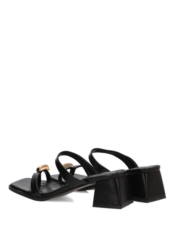 Sandalia negra de mujer CEREZA P115 con tacón anillo