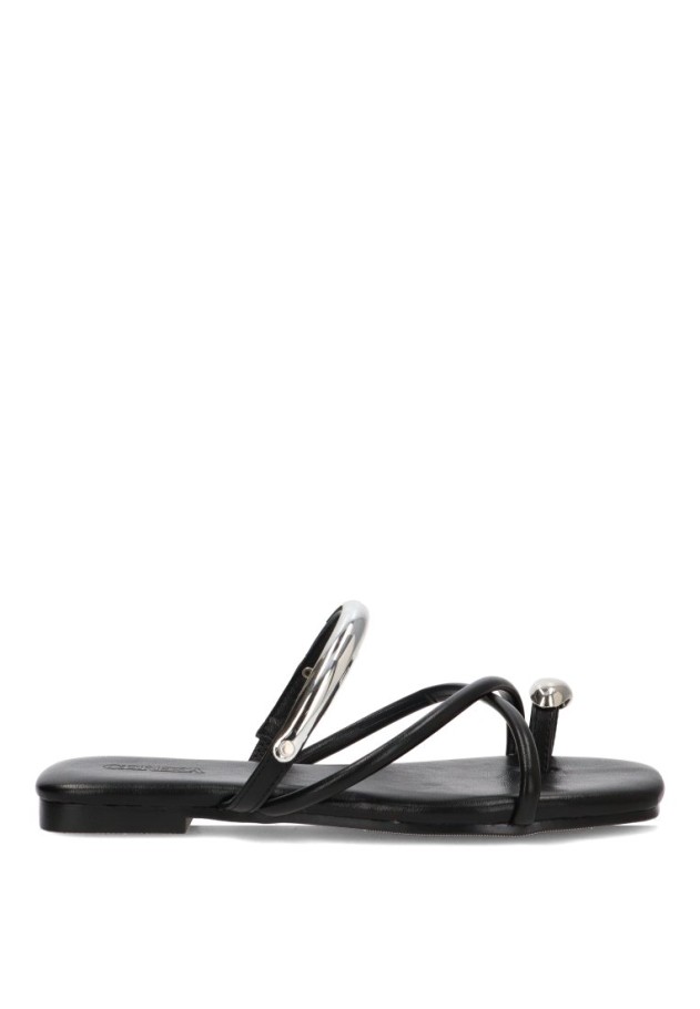 Sandalia negra de mujer CEREZA P118
