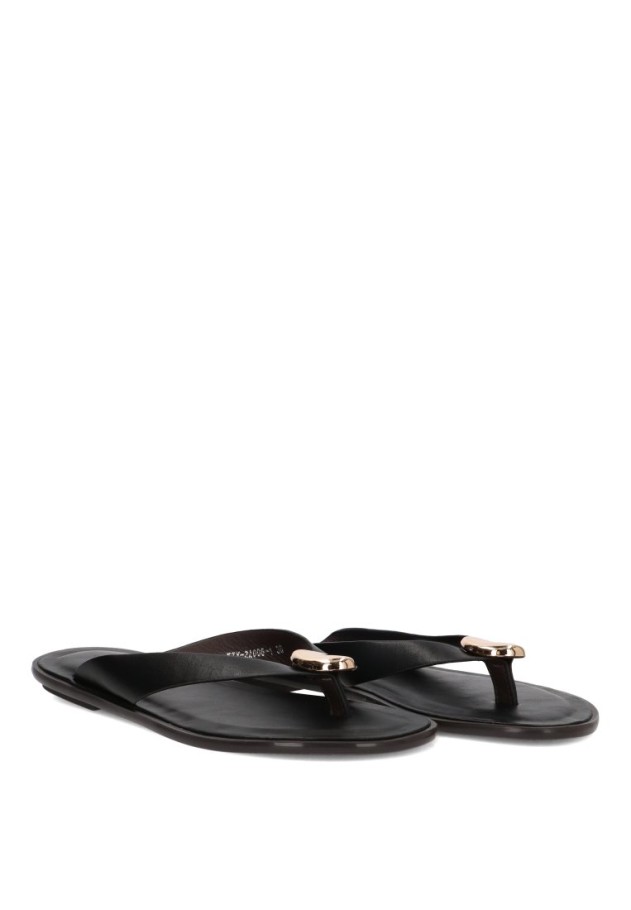 Sandalia negra con suela plana de mujer SORAIA XZY-2A006