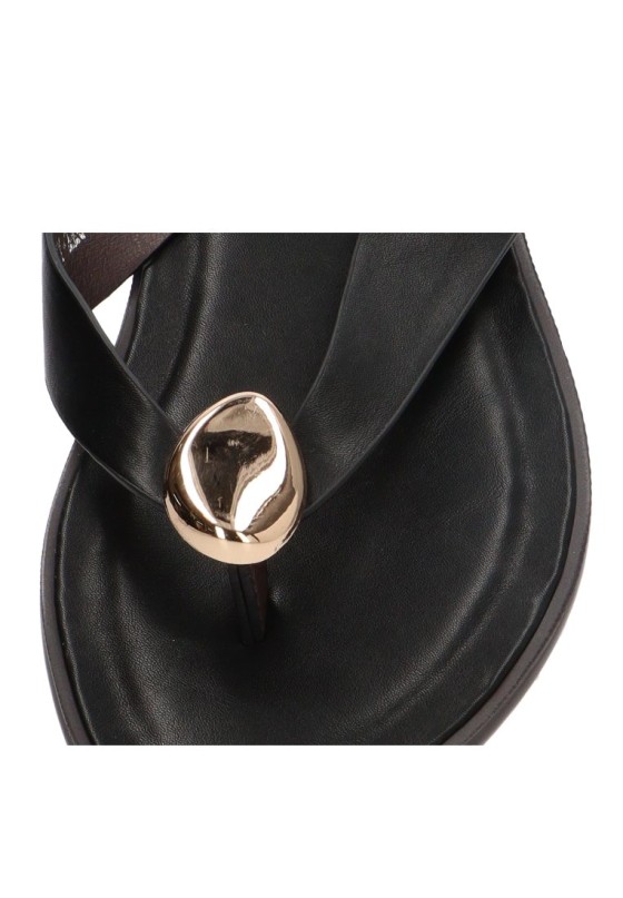 Sandalia negra con suela plana de mujer SORAIA XZY-2A006