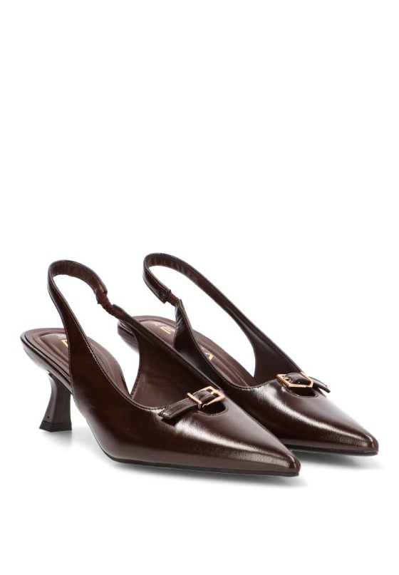 Zapato salón abierto con lazo de mujer ETIKA 63327 en color café