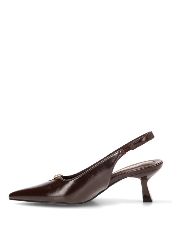 Zapato salón abierto con lazo de mujer ETIKA 63327 en color café