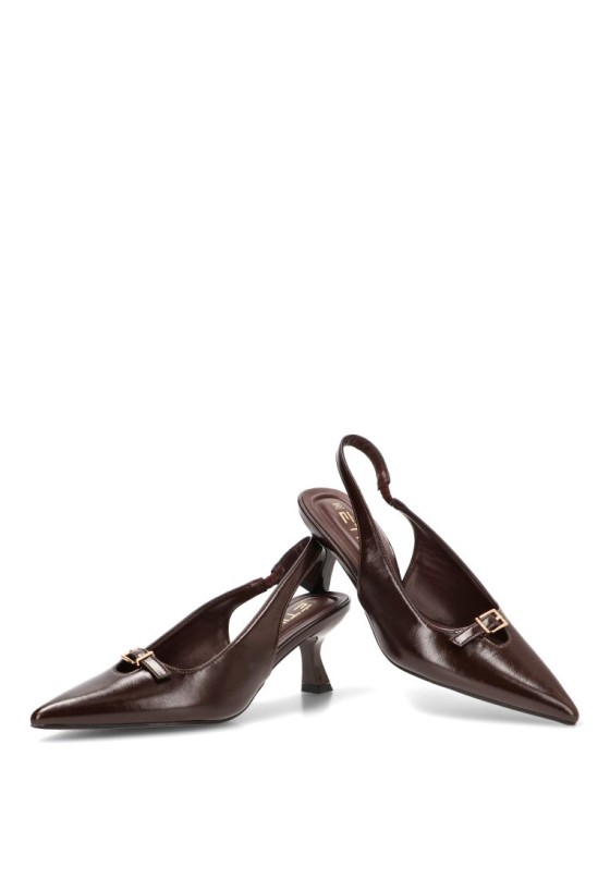 Zapato salón abierto con lazo de mujer ETIKA 63327 en color café