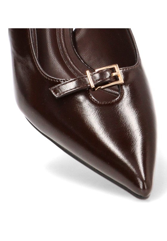 Zapato salón abierto con lazo de mujer ETIKA 63327 en color café