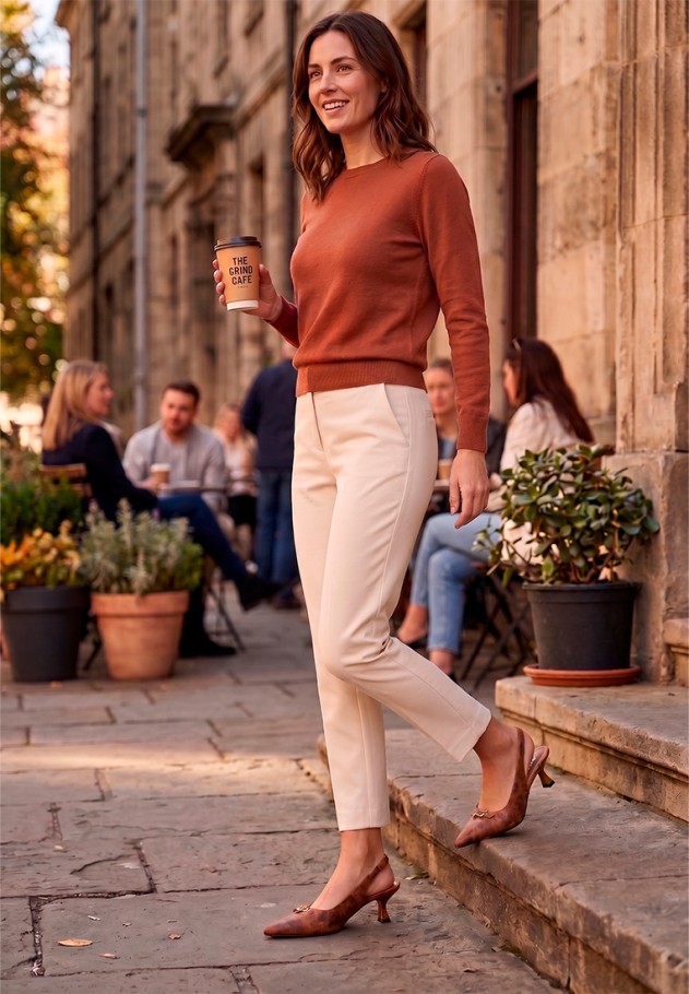 Zapato salón abierto con lazo ETIKA 63327 de mujer en camel, tacón medio