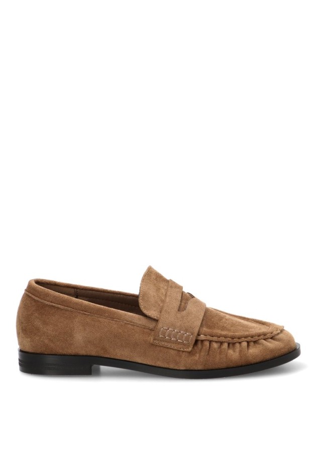 Mocasín kakhi en antelina CEREZA P146 para mujer