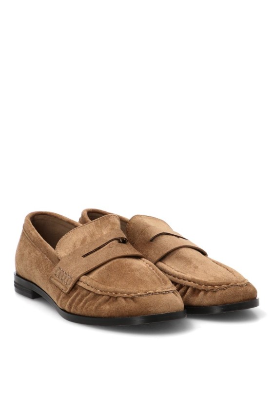 Mocasín kakhi en antelina CEREZA P146 para mujer