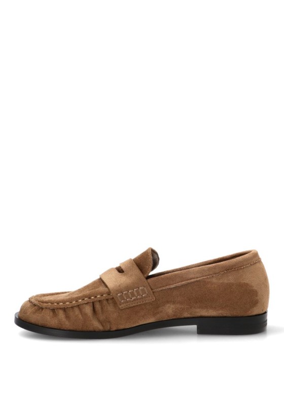 Mocasín kakhi en antelina CEREZA P146 para mujer
