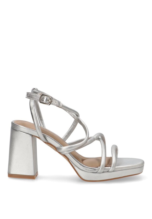 Sandalia con tacón alto de mujer BUONAROTTI A3257 plata