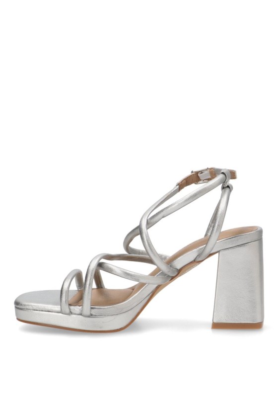 Sandalia con tacón alto de mujer BUONAROTTI A3257 plata