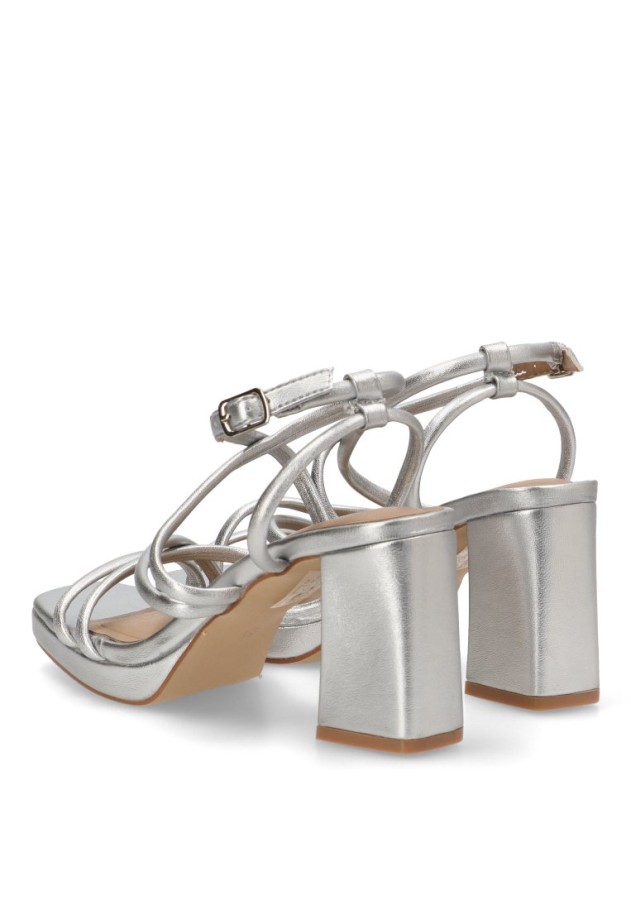 Sandalia con tacón alto de mujer BUONAROTTI A3257 plata