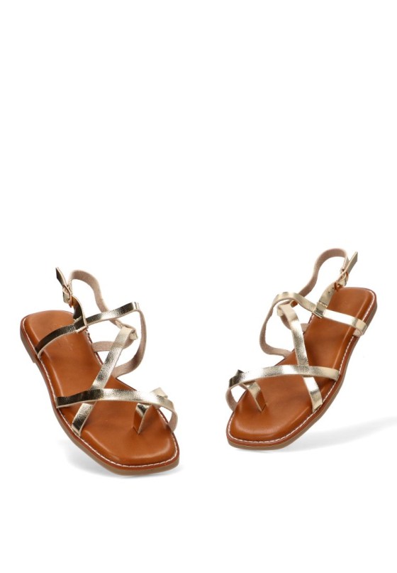 Sandalia oro con suela plana para mujer SORAIA GZ-1U6