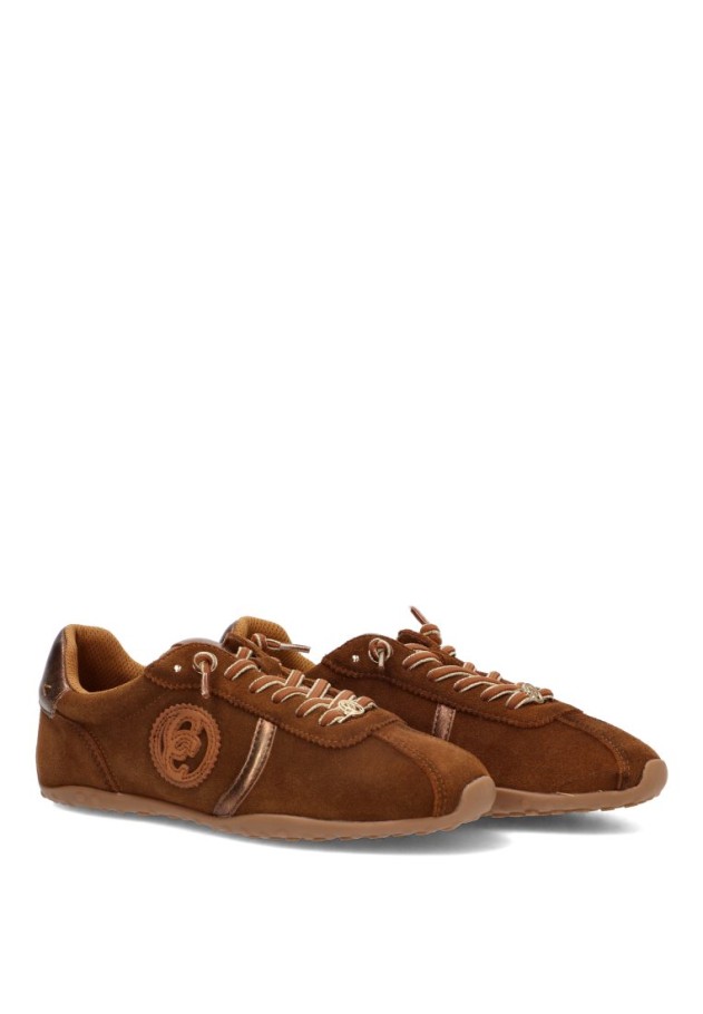 Deportivo con empeine de piel y suela plana para mujer 164383