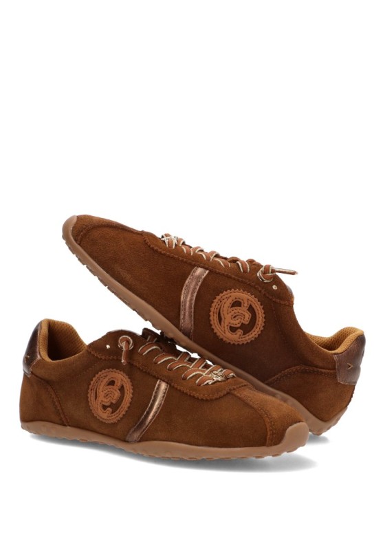 Deportivo con empeine de piel y suela plana para mujer 164383