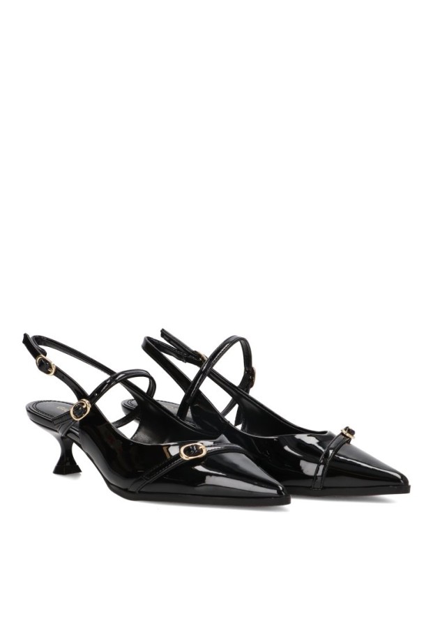 Salón slingback GIOSEPPO 76190 negro de tacón medio