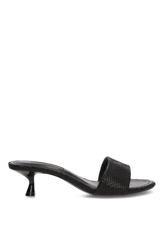 Sandalia negra con tacón medio y abalorios para mujer M6295