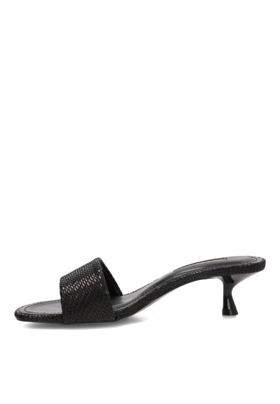 Sandalia negra con tacón medio y abalorios para mujer M6295