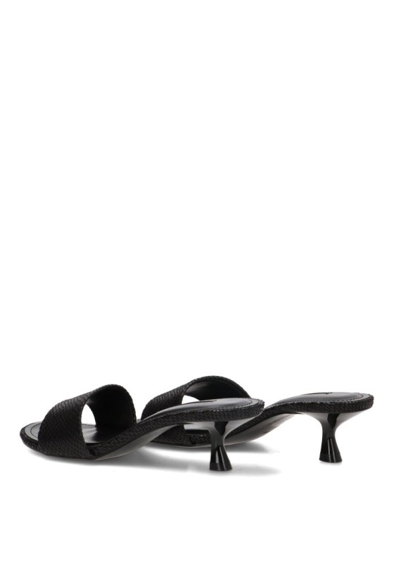 Sandalia negra con tacón medio y abalorios para mujer M6295