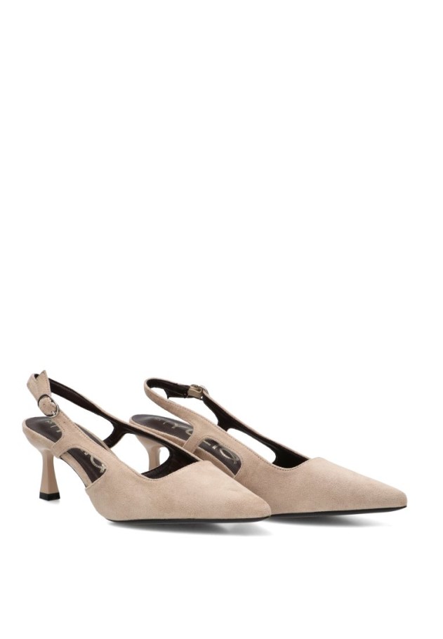 Zapato salón abierto YULIA LZ 5004 para mujer, cuña media en taupe