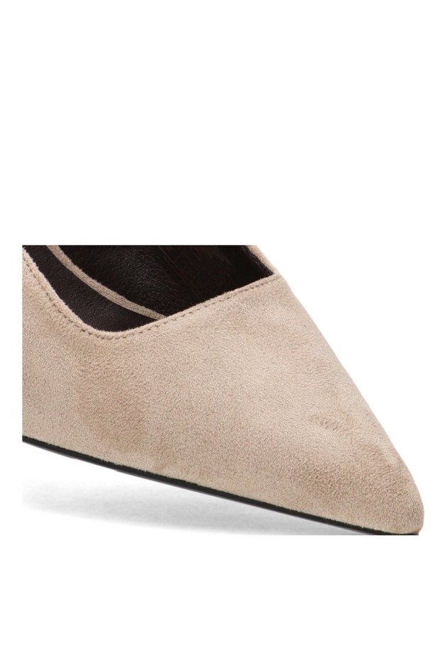Zapato salón abierto YULIA LZ 5004 para mujer, cuña media en taupe