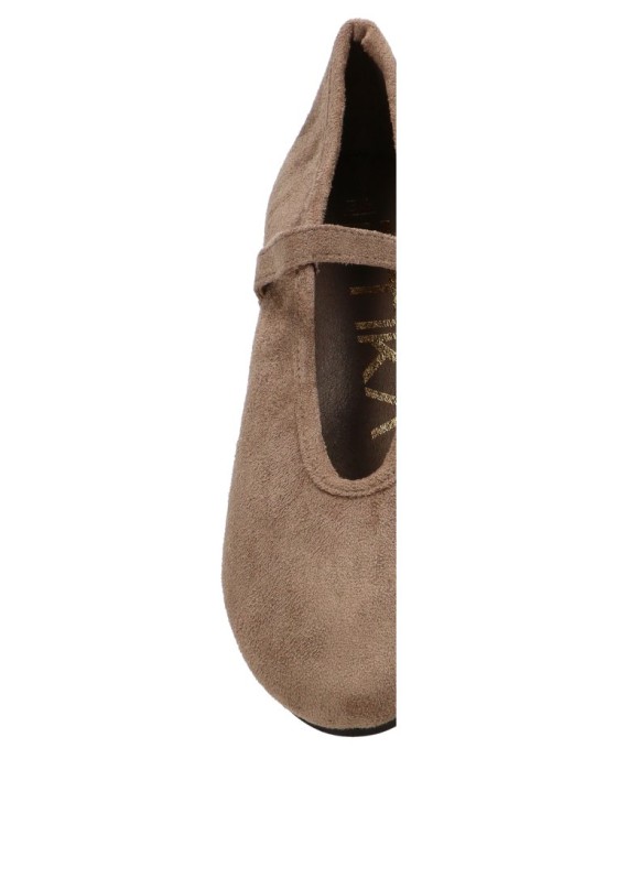 Bailarina en antelina taupe con hebilla para mujer ETIKA 63310