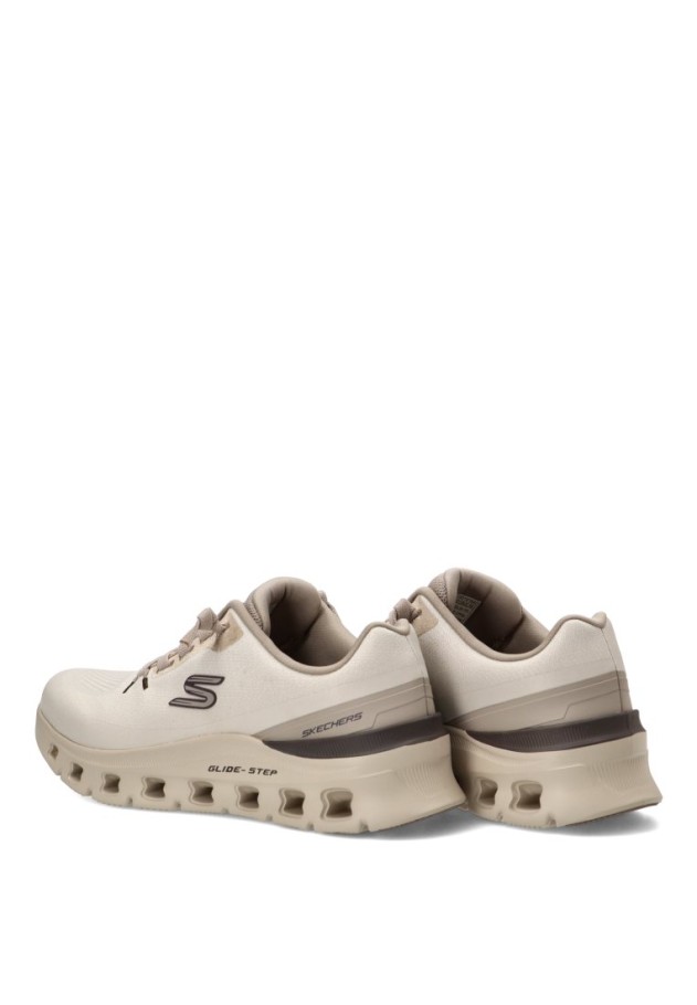 Deportivo casual para hombre SKECHERS 233132 en taupe con suela plana y plantilla memory foam