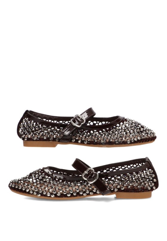 Bailarina de mujer en charol marrón IDEAL SHOES 2216