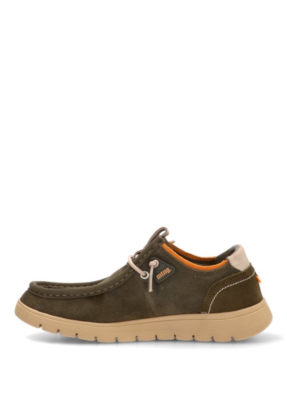 Mocasín náutico Kiova MUSTANG en piel kakhi con suela plana 84881