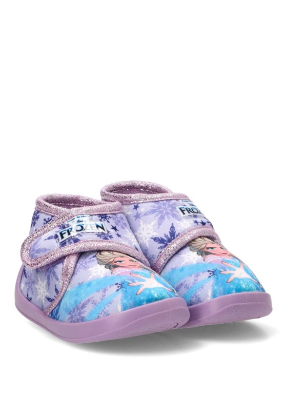 Zapatillas de casa respetuosas de textil lila para niña D4310839T