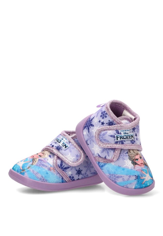 Zapatillas de casa respetuosas de textil lila para niña D4310839T